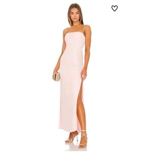 Superdown Womens Addison Maxi Dress Sz S Spaghetti Strap Slits Petal Pink